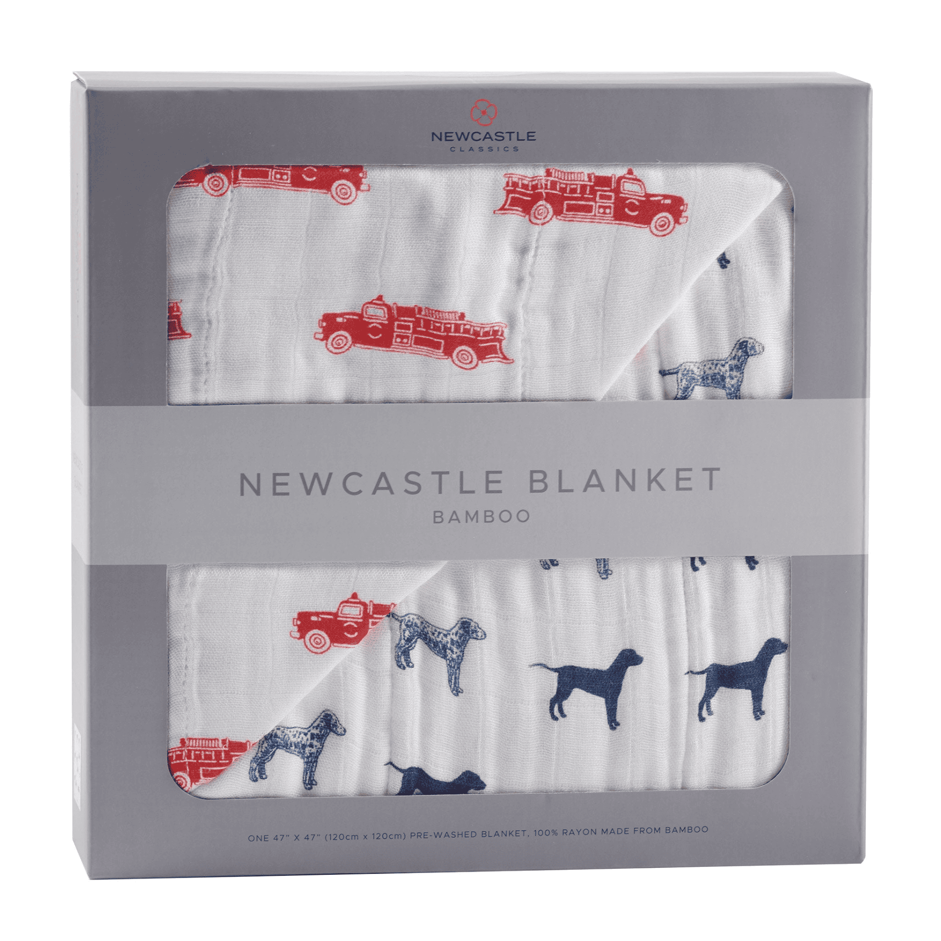 Fire Truck and Dalmatian Bamboo Muslin Newcastle Blanket