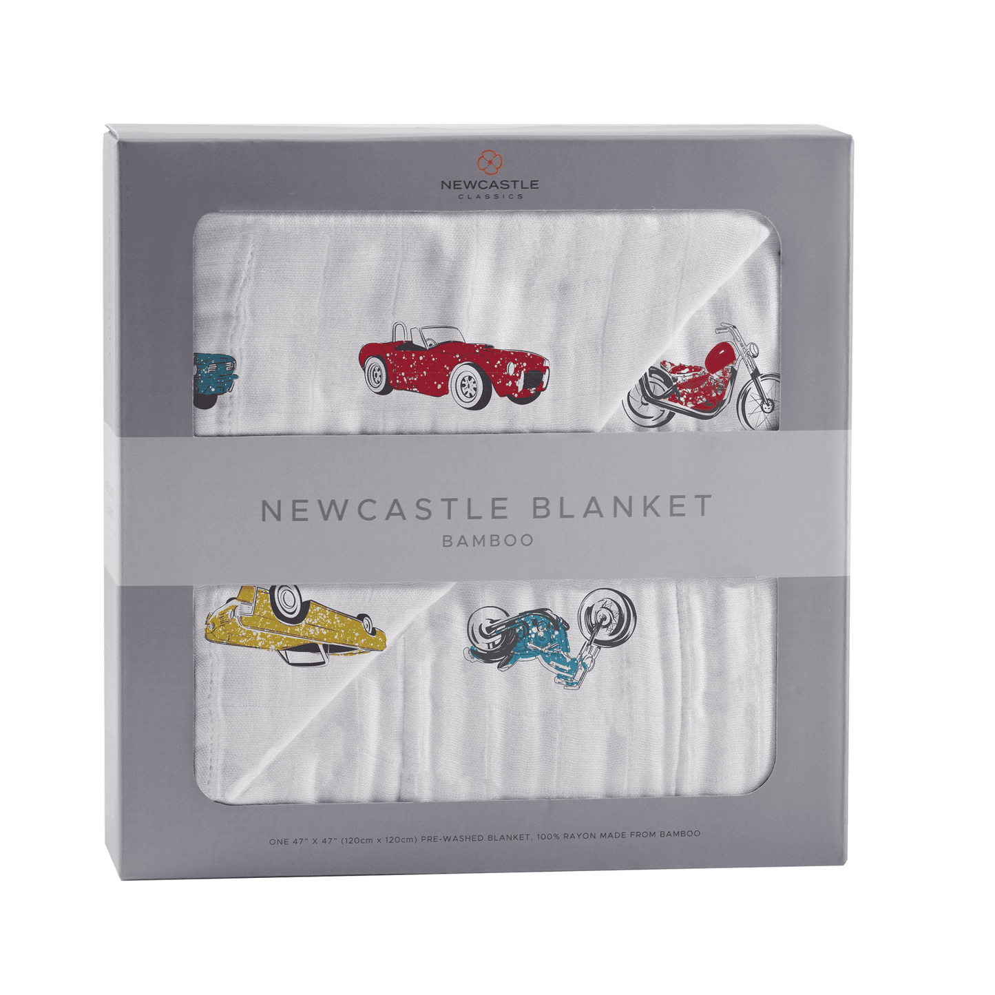 Vintage Muscle Cars and Motorcycles Bamboo Muslin Newcastle Blanket