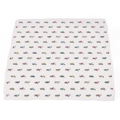 Vintage Muscle Cars and Motorcycles Bamboo Muslin Newcastle Blanket