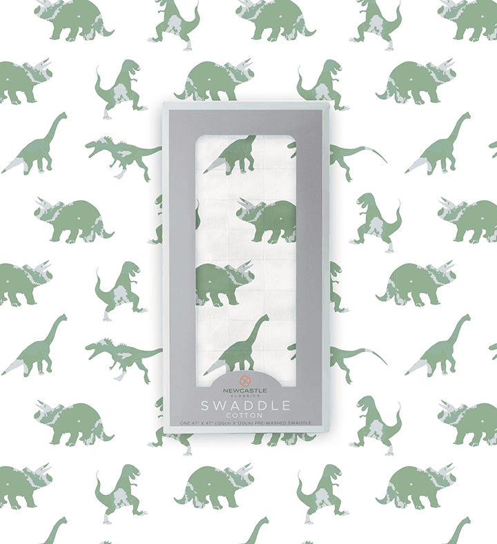 Granite Green Dinosaurs Cotton Swaddle