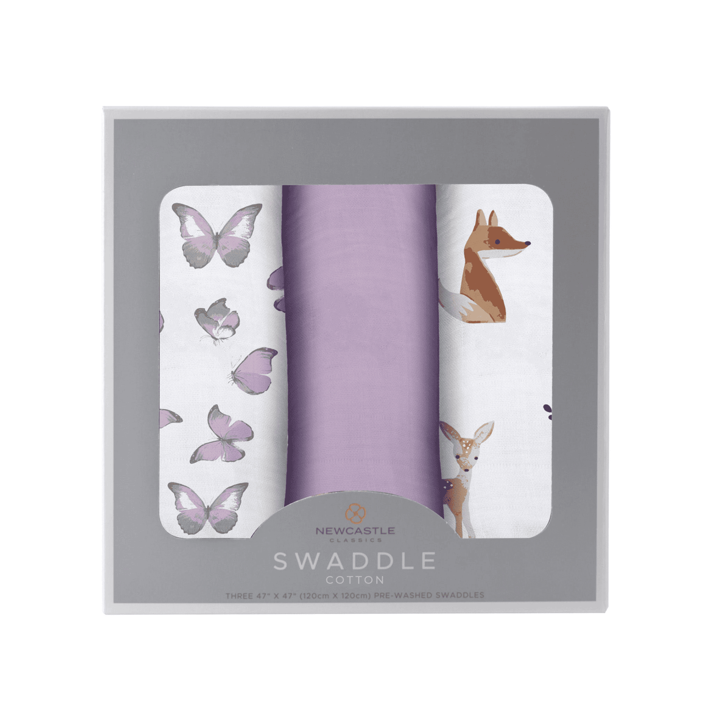 Mountain Meadow Swaddle 3 Pack; Sierra Fox & Butterfly