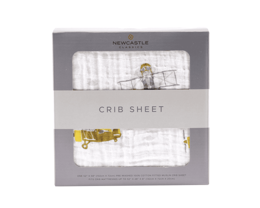 Airplane Cotton Muslin Crib Sheet