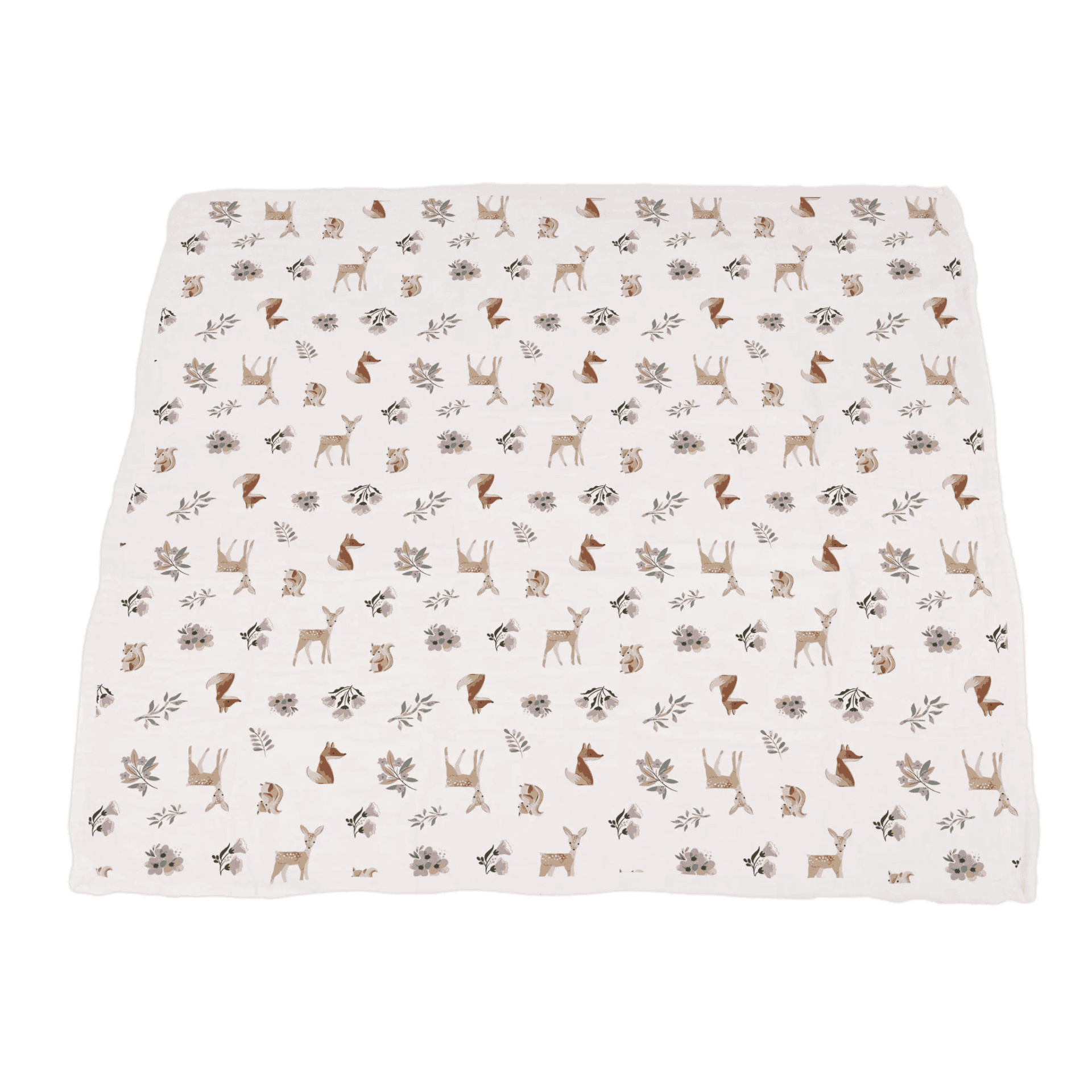 Sierra Fox and Deer and Orchid Lavender Cotton Newcastle Blanket