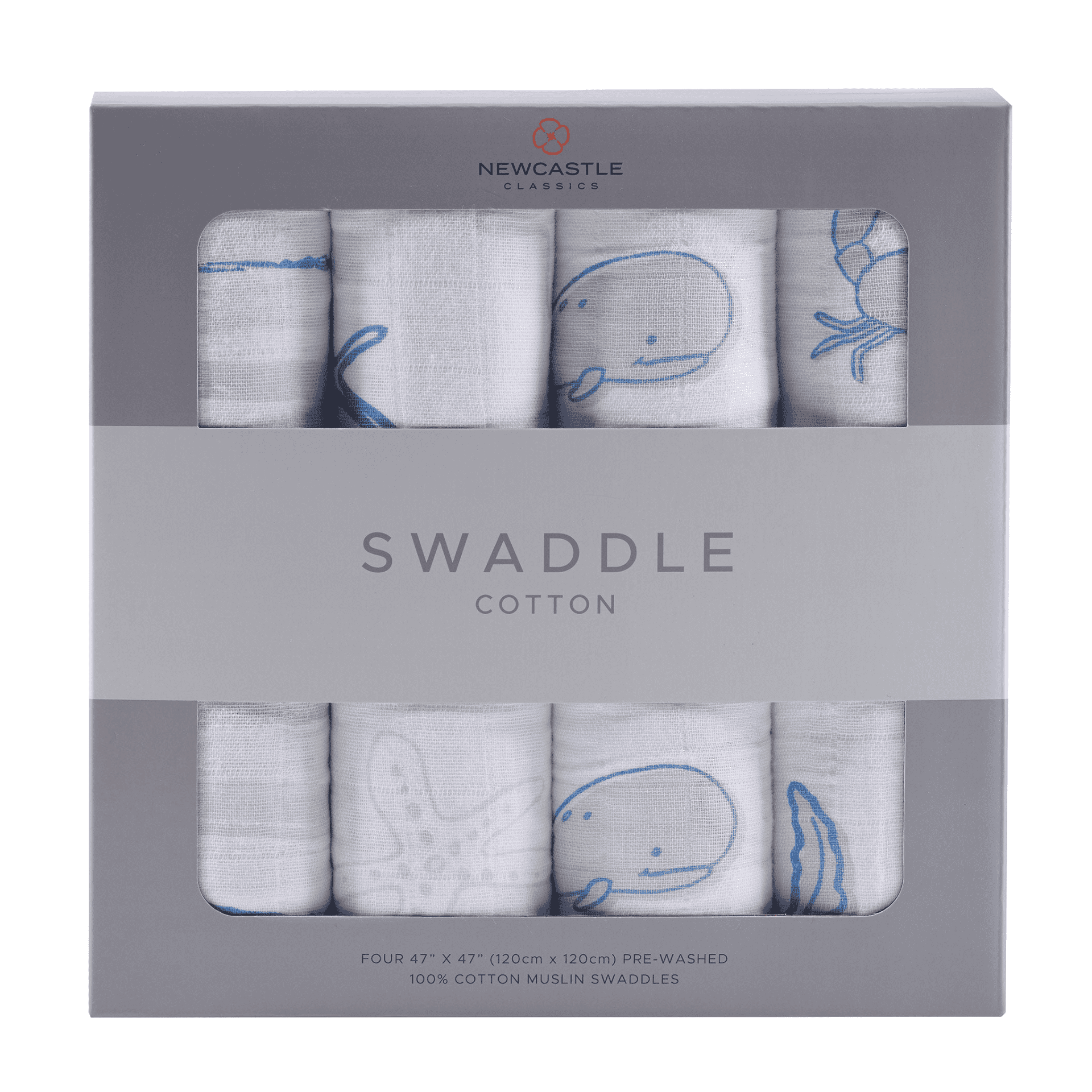 Ocean Friends Cotton Muslin Swaddle 4PK