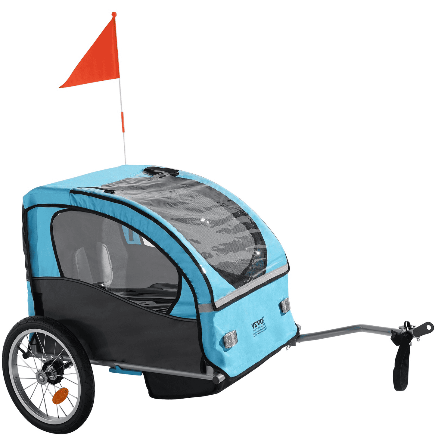 VEVOR Bike Trailer for Toddlers, Kids, 60 lbs Load, Tow Behind Foldable Child Bicycle Trailer with Universal Bicycle Coupler, Canopy Carrier with Strong Carbon Steel Frame for Children, Blue and Gray