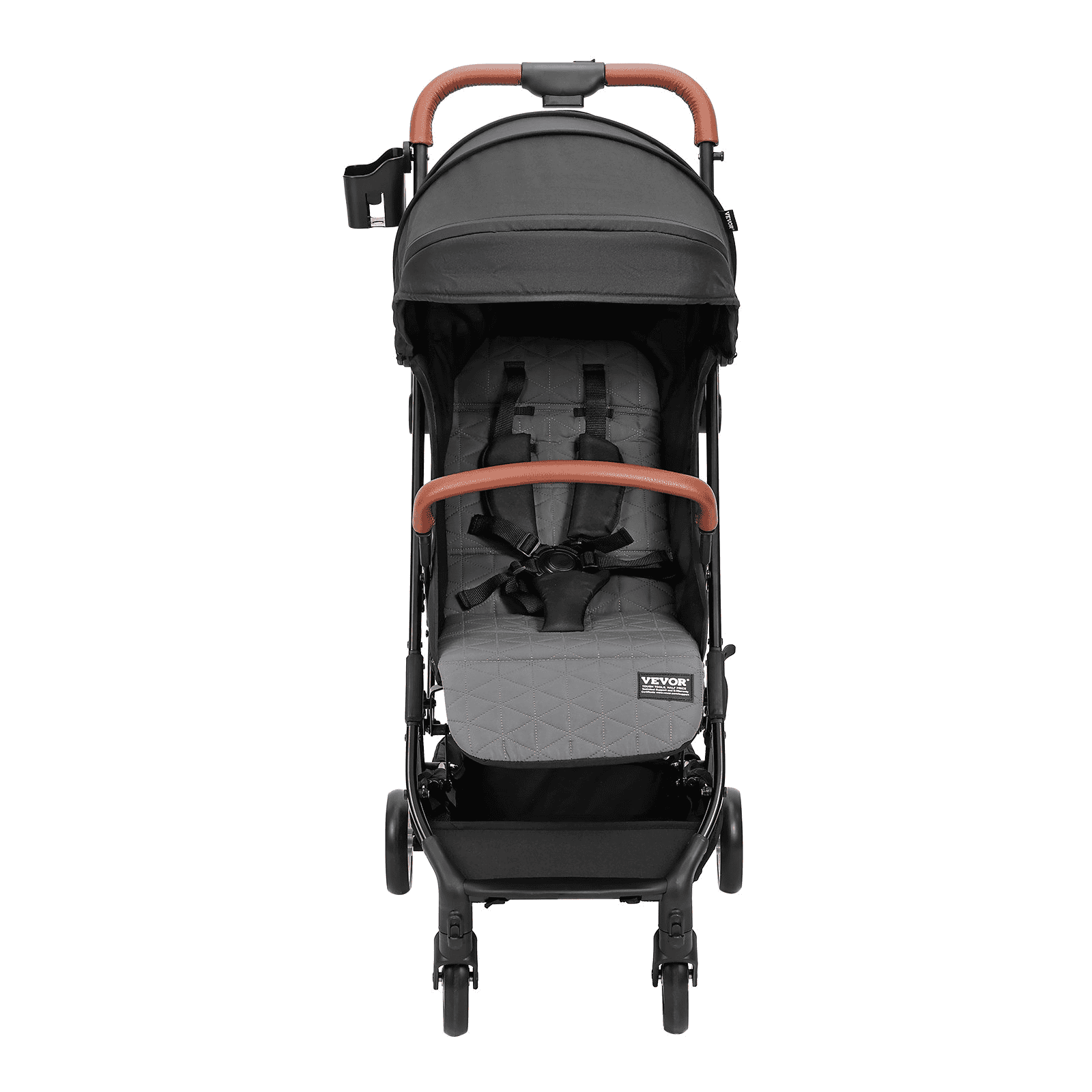 VEVOR Standard Baby Infant Stroller, Toddler Stroller with 95°-150° Adjustable Backrest & & 0/90°Adjustable Footrest & One-click Folding, Newborn Stroller with Cup Holder and Carry Bag, Black