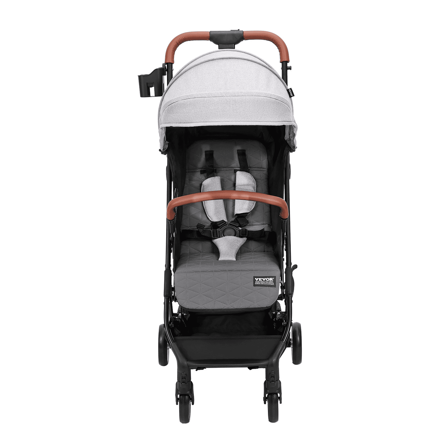 Standard Baby Infant Stroller, Toddler Stroller with 95°-150° Adjustable Backrest & & 0/90°Adjustable Footrest & One-click Folding, Newborn Stroller with Cup Holder and Carry Bag, Light Grey