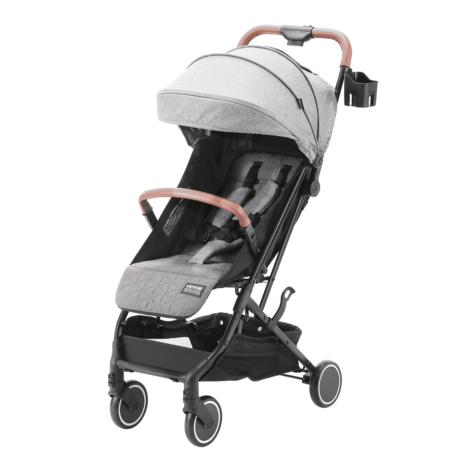 Standard Baby Infant Stroller, Toddler Stroller with 95°-150° Adjustable Backrest & & 0/90°Adjustable Footrest & One-click Folding, Newborn Stroller with Cup Holder and Carry Bag, Dark Grey