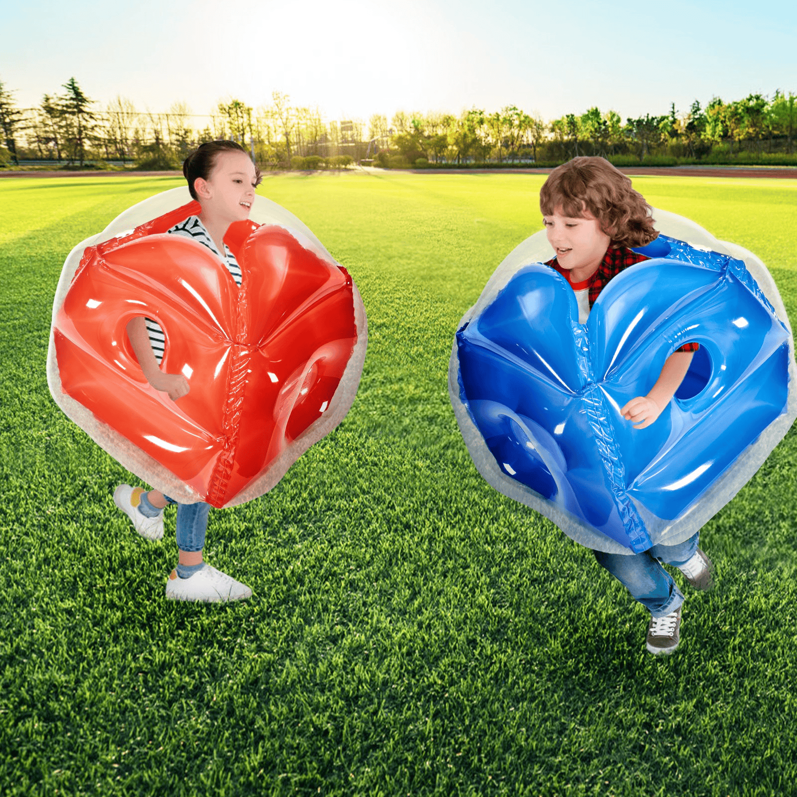 VEVOR Inflatable Bumper Balls 2-Pack, 2FT/0.6M Body Sumo Zorb Balls for Kids, Durable PVC Human Hamster Bubble Balls for Child Outdoor Team Gaming Play, Bumper Bopper Toys for Playground, Yard, Park