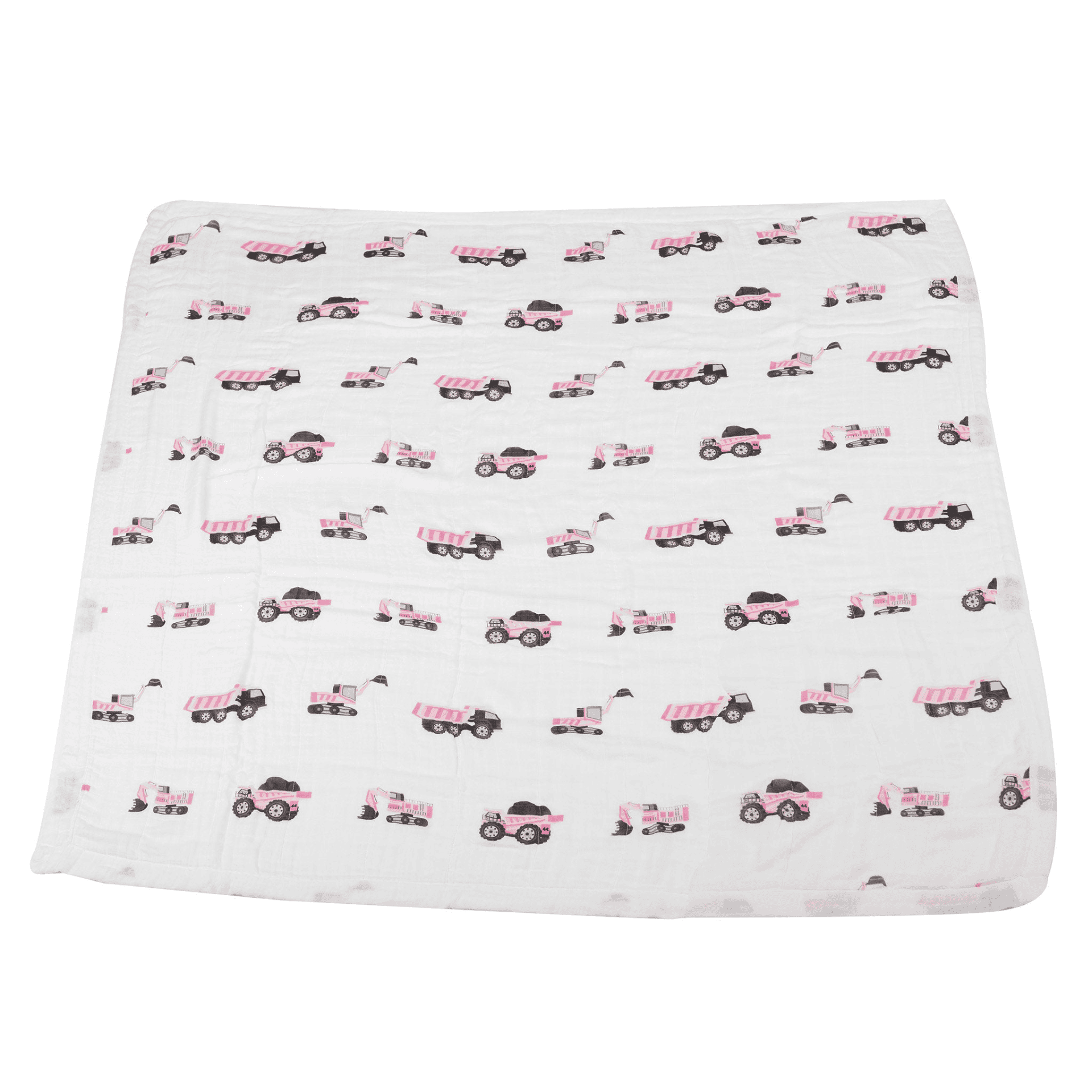 Pink Digger and White Bamboo Muslin Newcastle Blanket