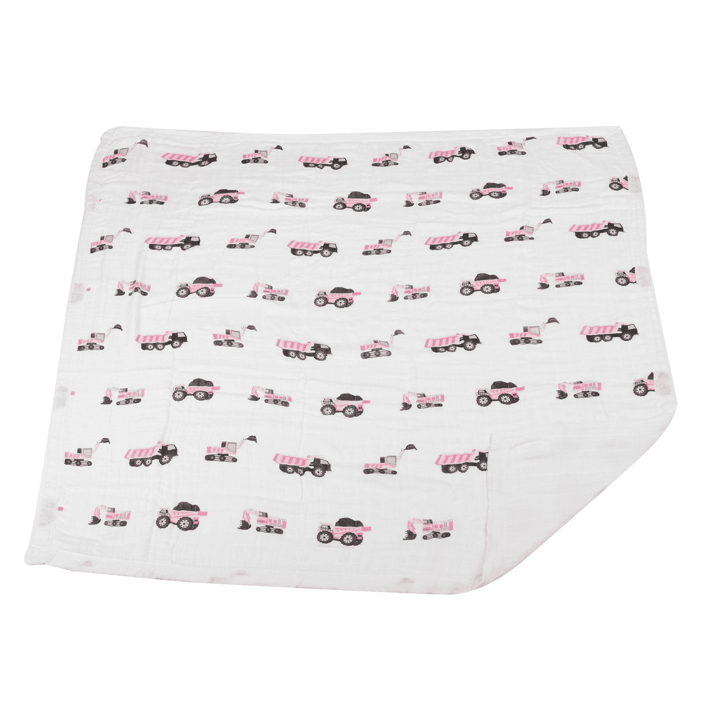 Pink Digger and White Bamboo Muslin Newcastle Blanket