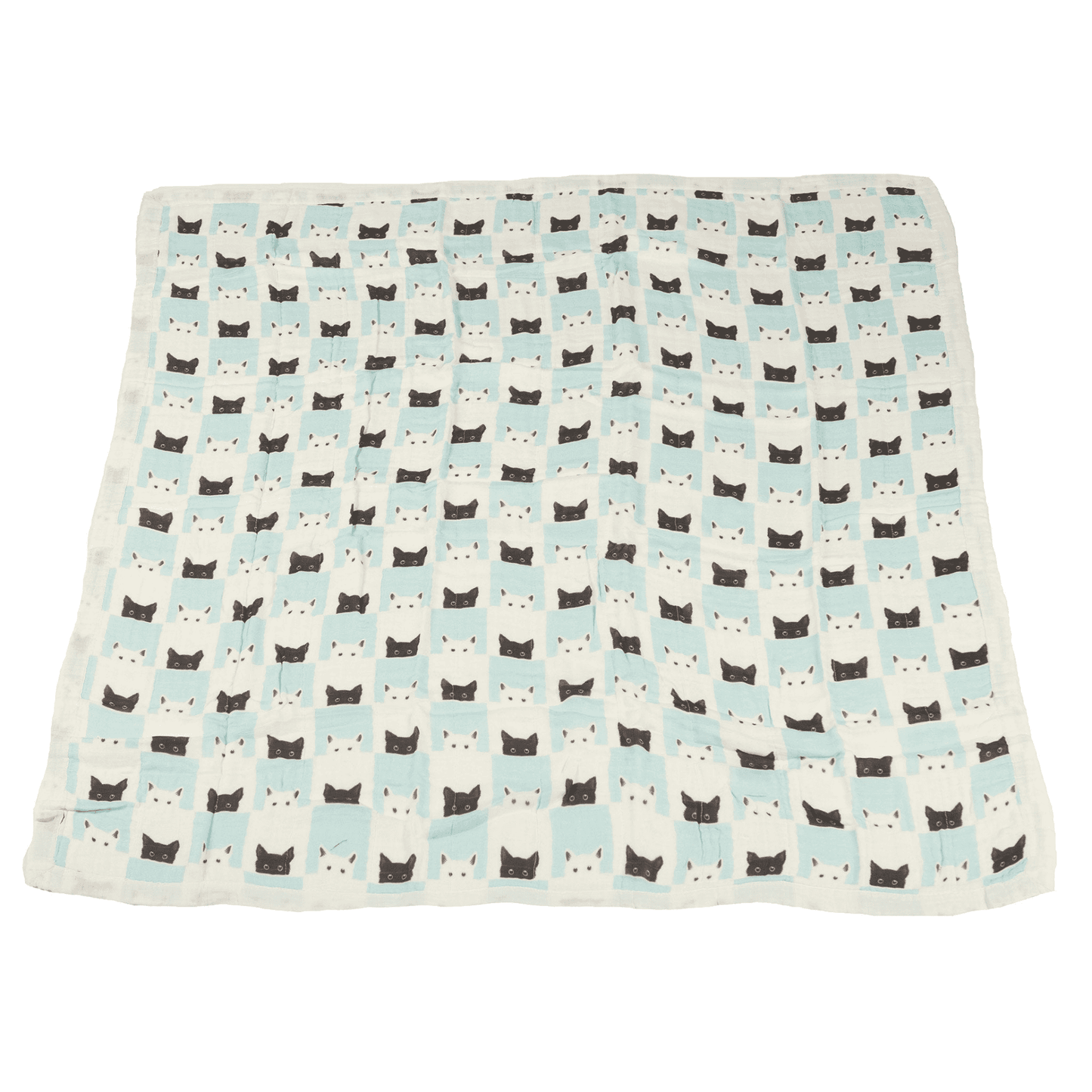 Peek-A-Boo Cats and White Bamboo Muslin Newcastle Blanket