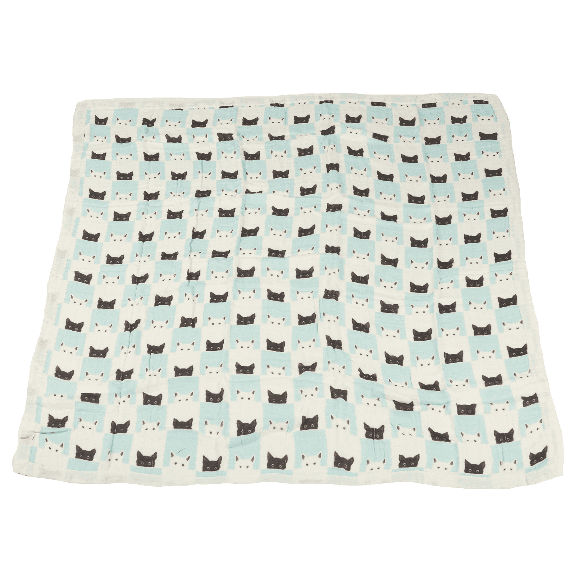 Peek-A-Boo Cats and White Bamboo Muslin Newcastle Blanket