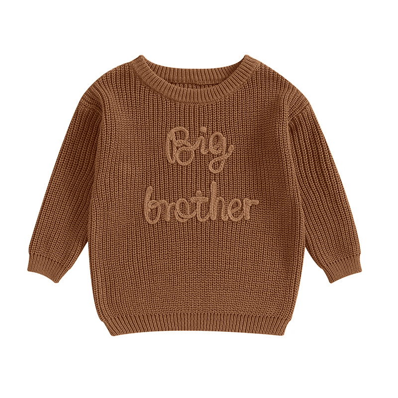 Cotton Knitted Sweater with "Big Brother" embroidery Multivariant