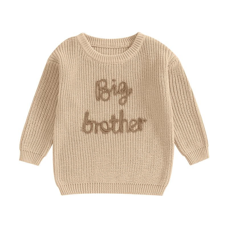 Cotton Knitted Sweater with "Big Brother" embroidery Multivariant