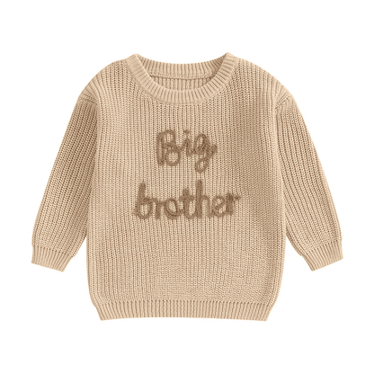 Cotton Knitted Sweater with "Big Brother" embroidery Multivariant