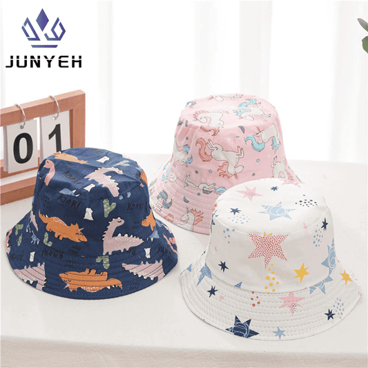 Multi-variant patterned print bucket hat for children