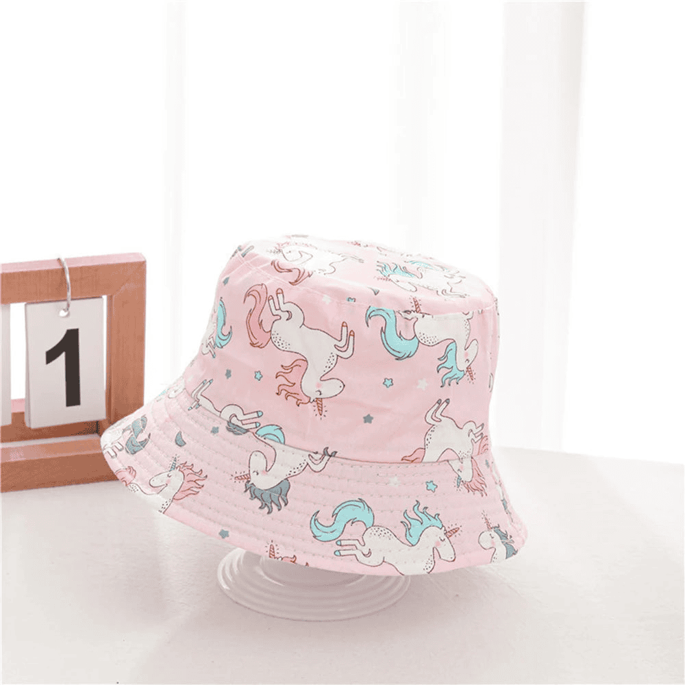 Multi-variant patterned print bucket hat for children