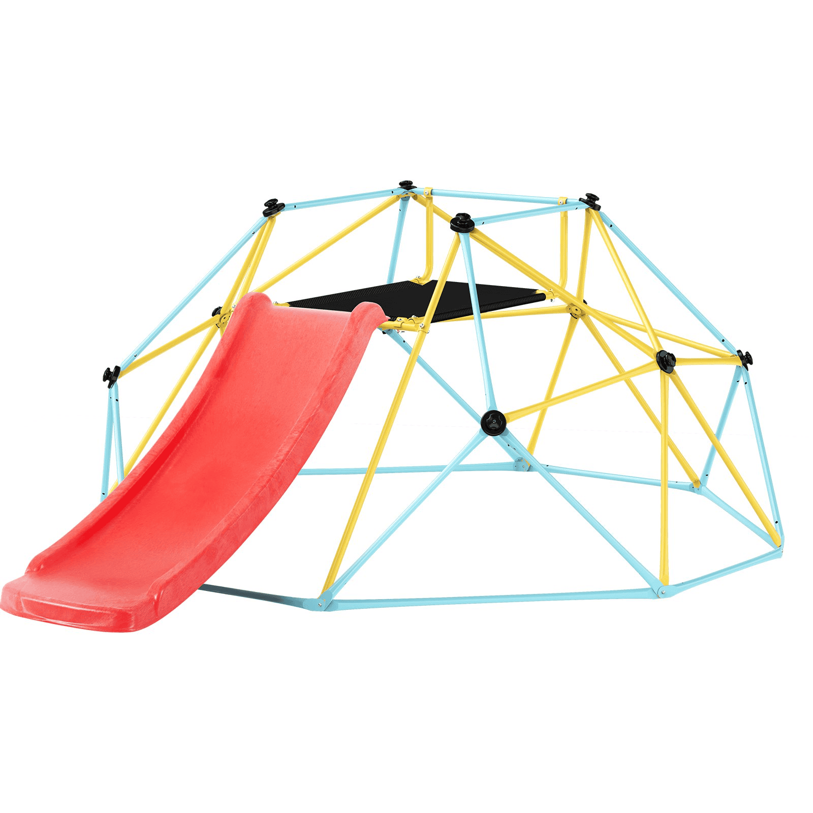 VEVOR Climbing Dome, for Kids 3 to 9 Years Old, 8FT Geometric Dome Climber with Slide,Jungle Gym Supports 600LBS and Easy Assembly, with Climbing Grip, Outdoor and Indoor Play Equipment for Kids