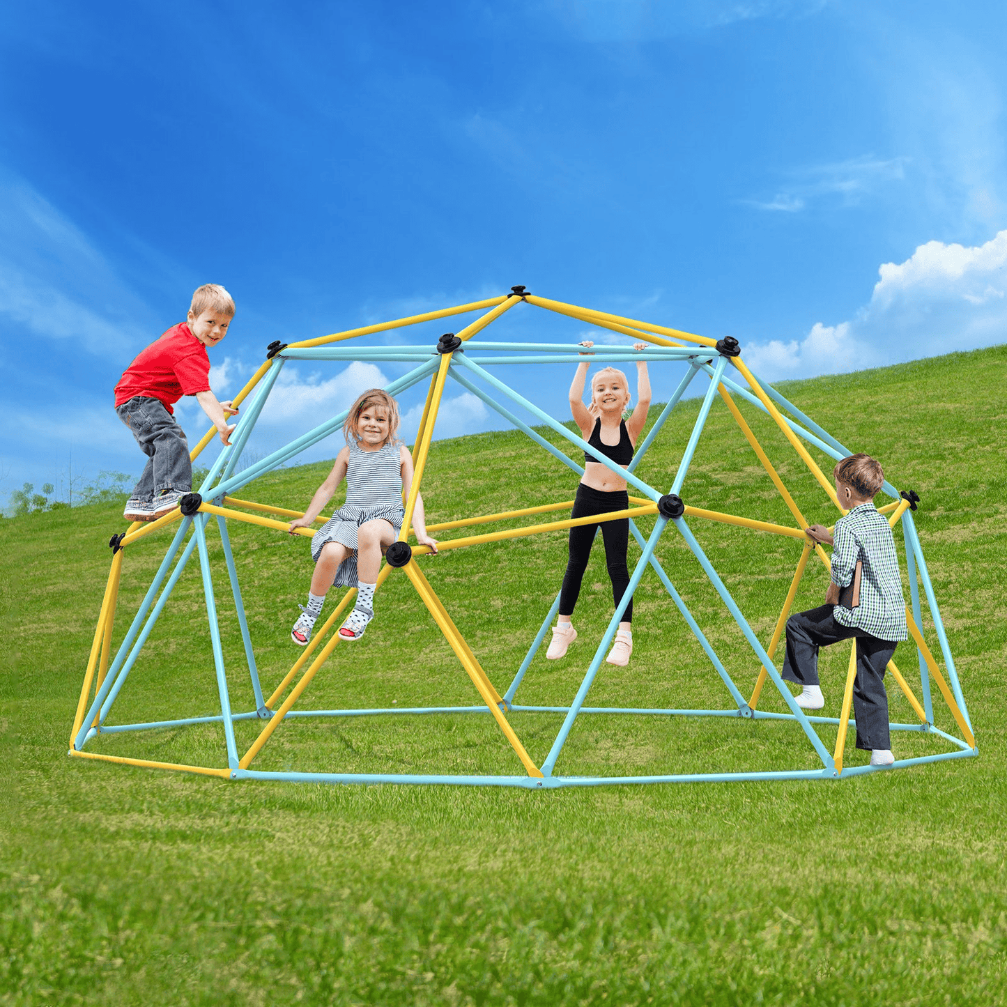 VEVOR Climbing Dome, Jungle Gym Supports 750LBS and Easy Assembly, 10FT Geometric Dome Climber Play Center for Kids 3 to 10 Years Old,with Climbing Grip, Outdoor Backyard Play Equipment for Kids