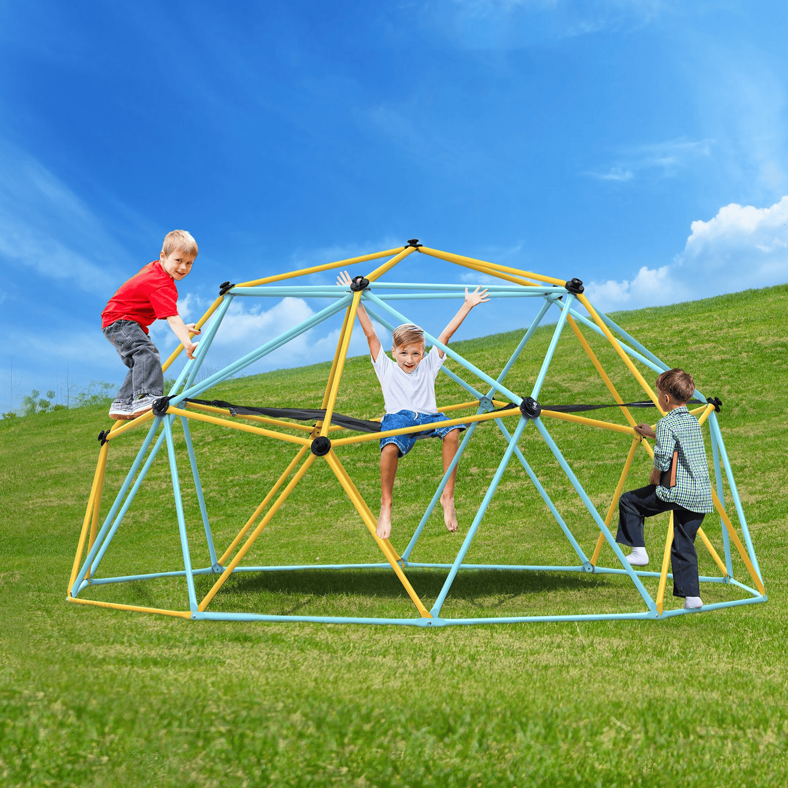 VEVOR Climbing Dome, for Kids 3 to 10 Years Old,10FT Geometric Dome Climber with Hammock and Swing,  Jungle Gym Supports 750LBS and Easy Assembly, with Climbing Grip, Outdoor Backyard Play Equipment