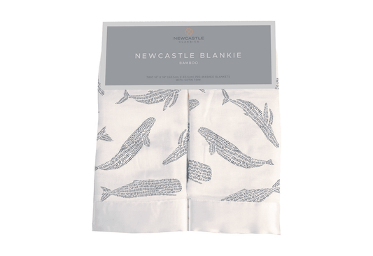 Blue Shadow Whales Bamboo Newcastle Blankie