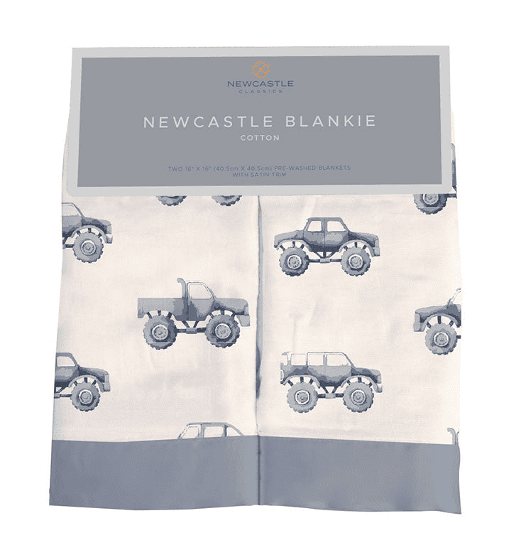 Indigo Monster Trucks Cotton Newcastle Blankie