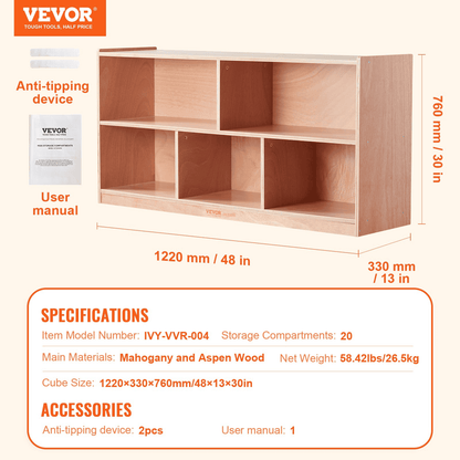 VEVOR Storage Shelf Tray Cabinet 5-Section Cubby Storage 2-Shelf for Home School, Kid Cubby Lockers