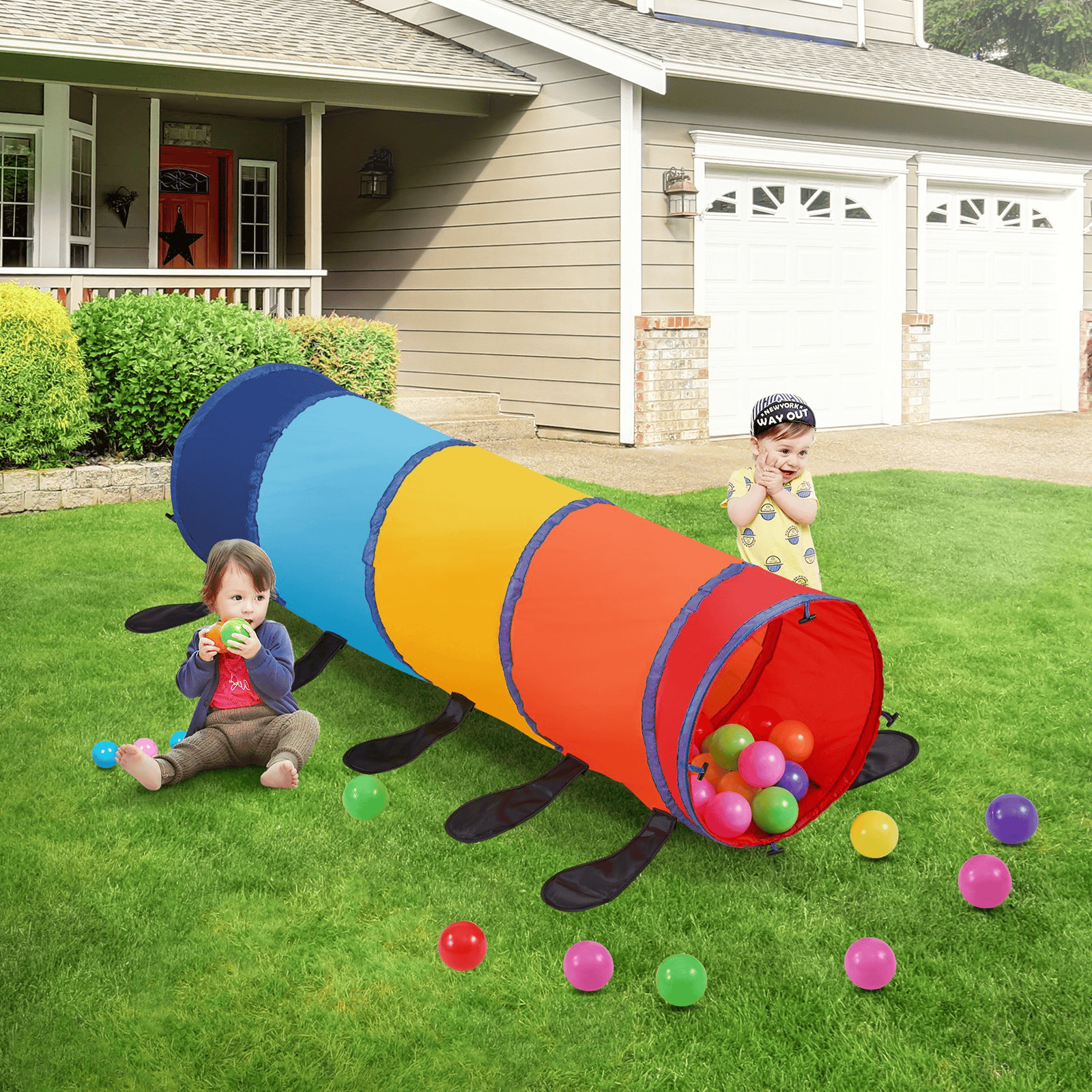 VEVOR Kids Play Tunnel Tent for Toddlers, Colorful Pop Up Caterpillar Crawl Tunnel Toy for Baby or Pet, Collapsible Gift for Boy and Girl Play Tunnel Indoor and Outdoor Game, Multicolor