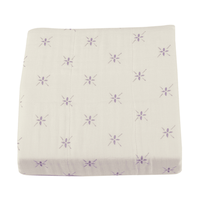 Lavender Flower and White Bamboo Muslin Newcastle Blanket