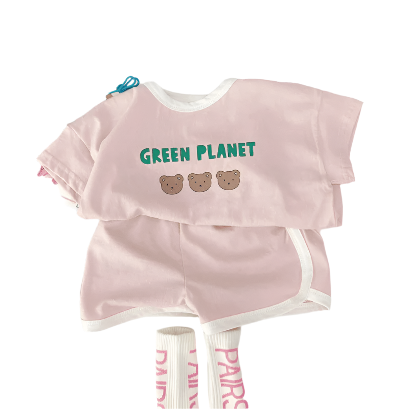 2pcs set T-shirts and Pants for Children Green Planet multivariant