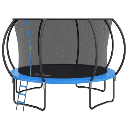 VEVOR 12FT Trampoline, 400 lbs Trampoline with Enclosure Net, Ladder, and Curved Pole, Heavy Duty Trampoline with Jumping Mat and Spring Cover Padding, Outdoor Recreational Trampolines for Kids Adults