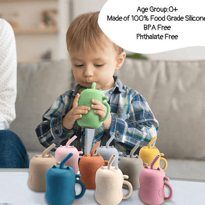 Silicone Straw Water Bottle for children multivariant