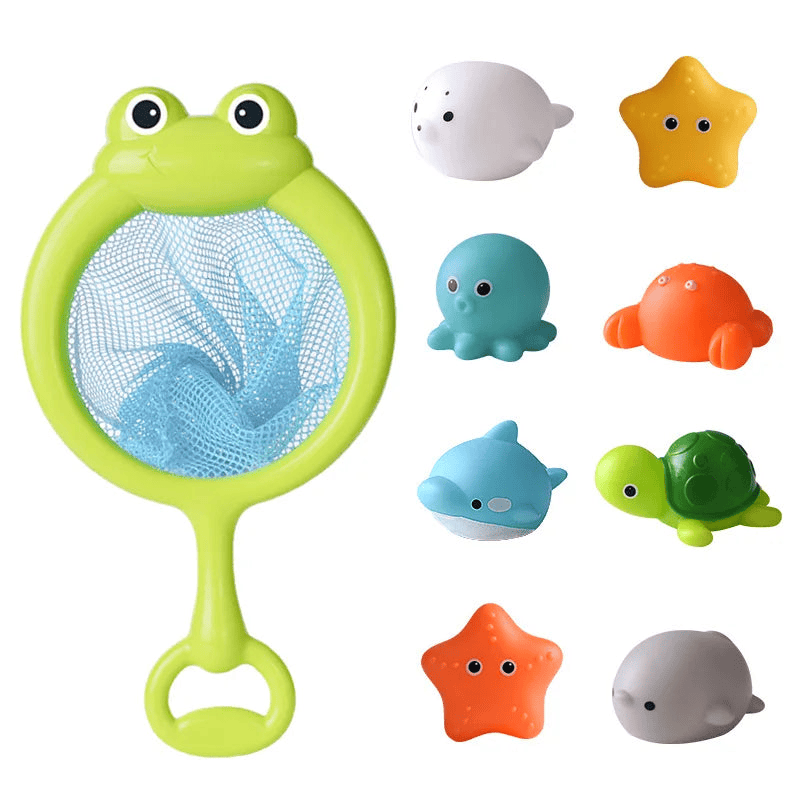 Bath Set toy with light fishing net and animals