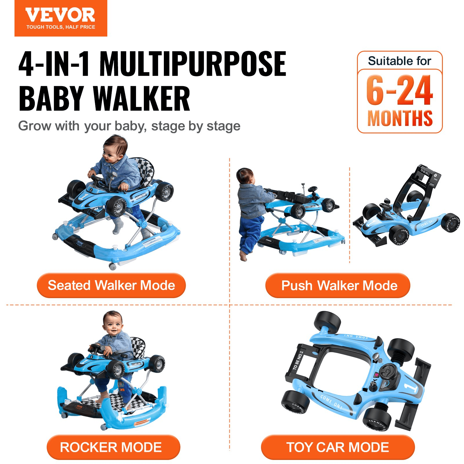 WonderWalker 4-in-1: Foldable Baby Activity Center & Learning Car