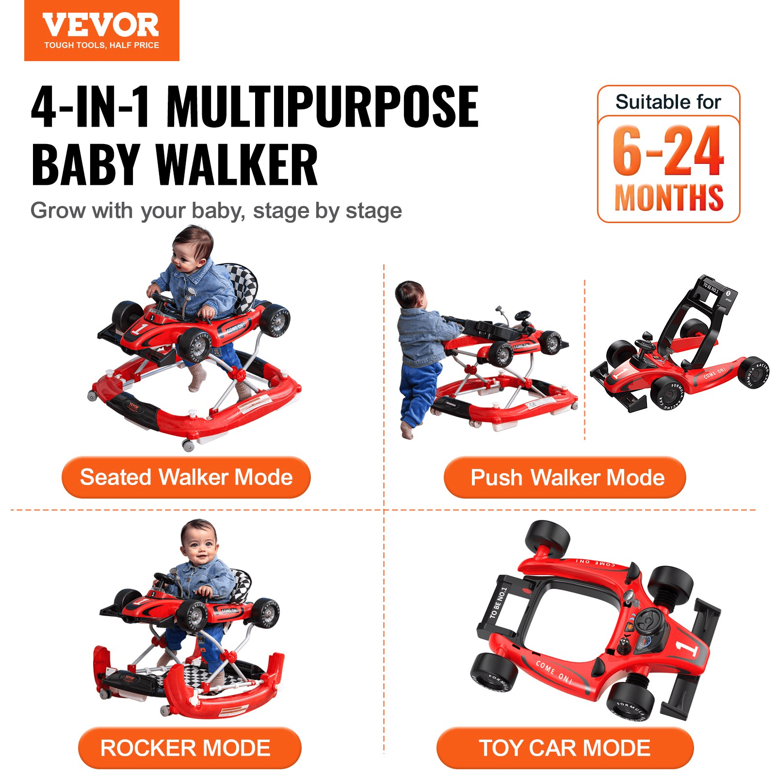 VEVOR TotJourney™ 4-in-1 Baby Walker