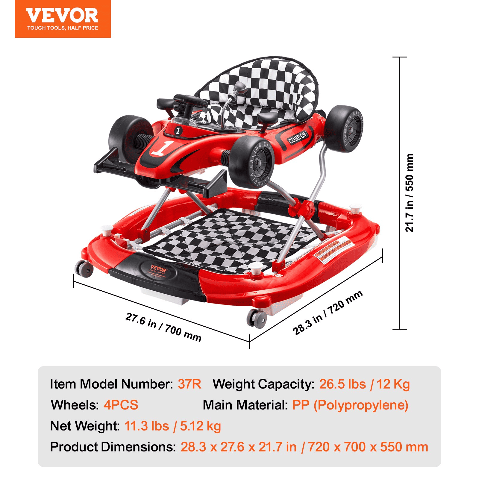 VEVOR TotJourney™ 4-in-1 Baby Walker