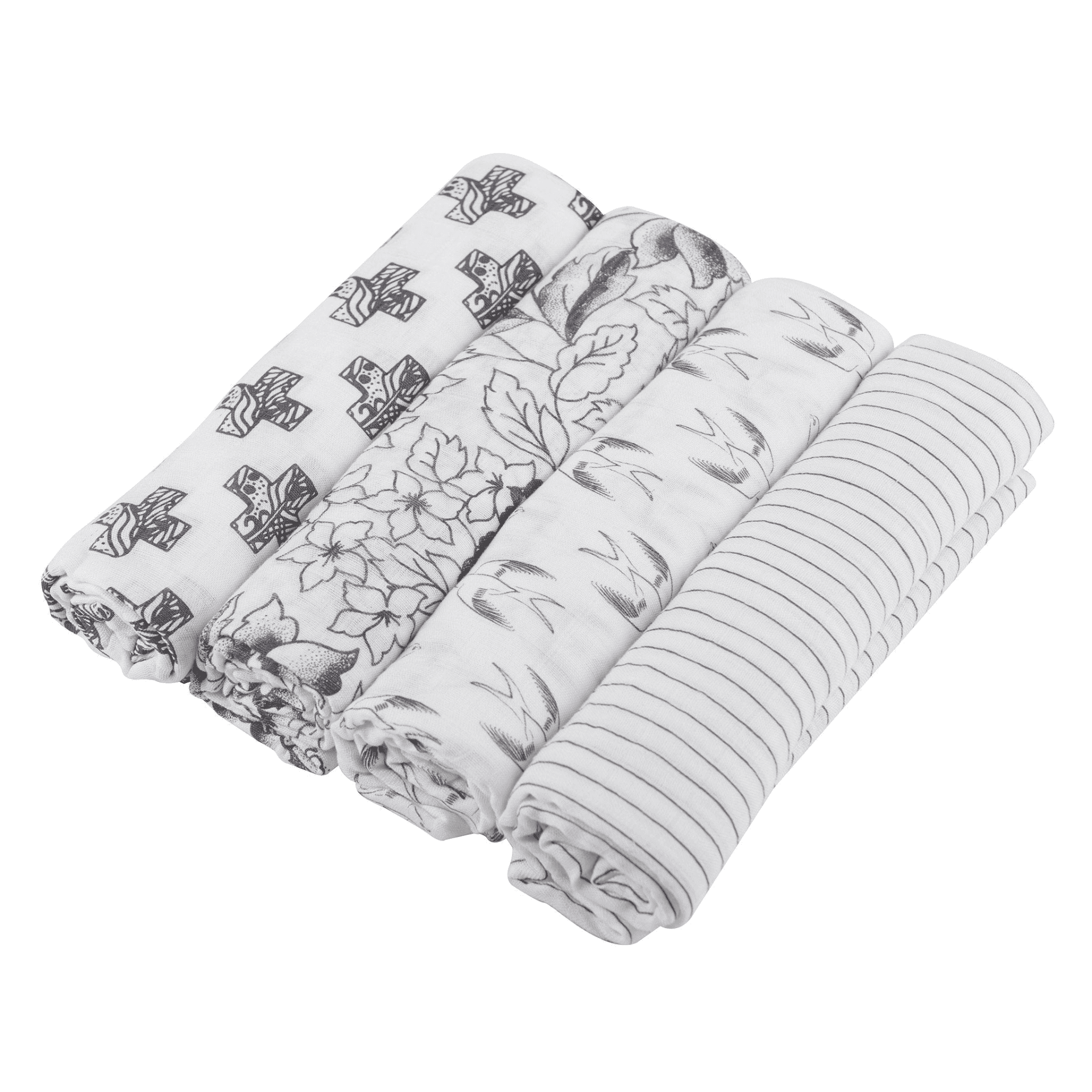 Monochrome Bamboo Muslin Swaddle 4PK