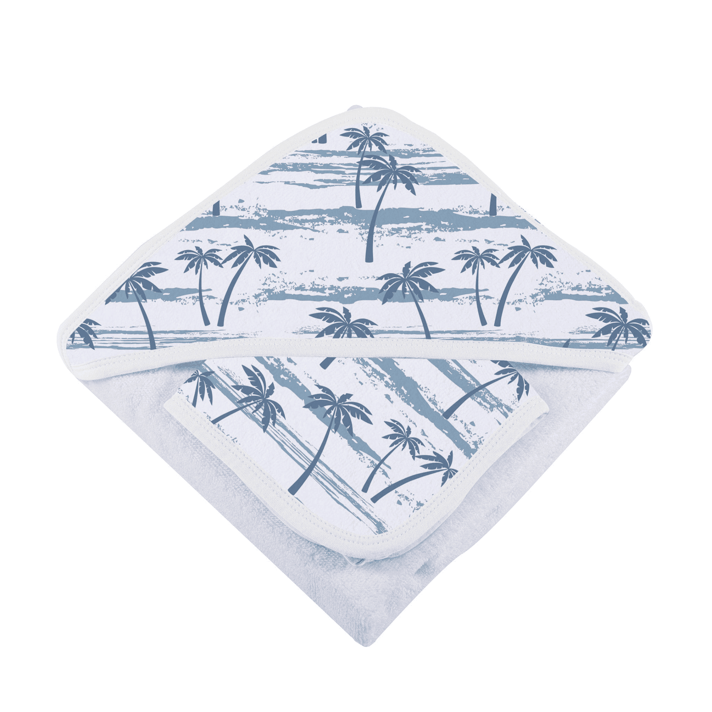 Ocean Palm Trees Bamboo Hooded Towel and Washcloth Set