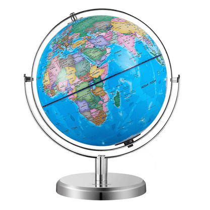 VEVOR Illuminated World Globe with Stand, 9 in/228.6 mm, Educational Earth Globe with Stable Heavy Metal Base and LED Constellation Night Light HD Printed Map, Spinning for Kids Classroom Learning