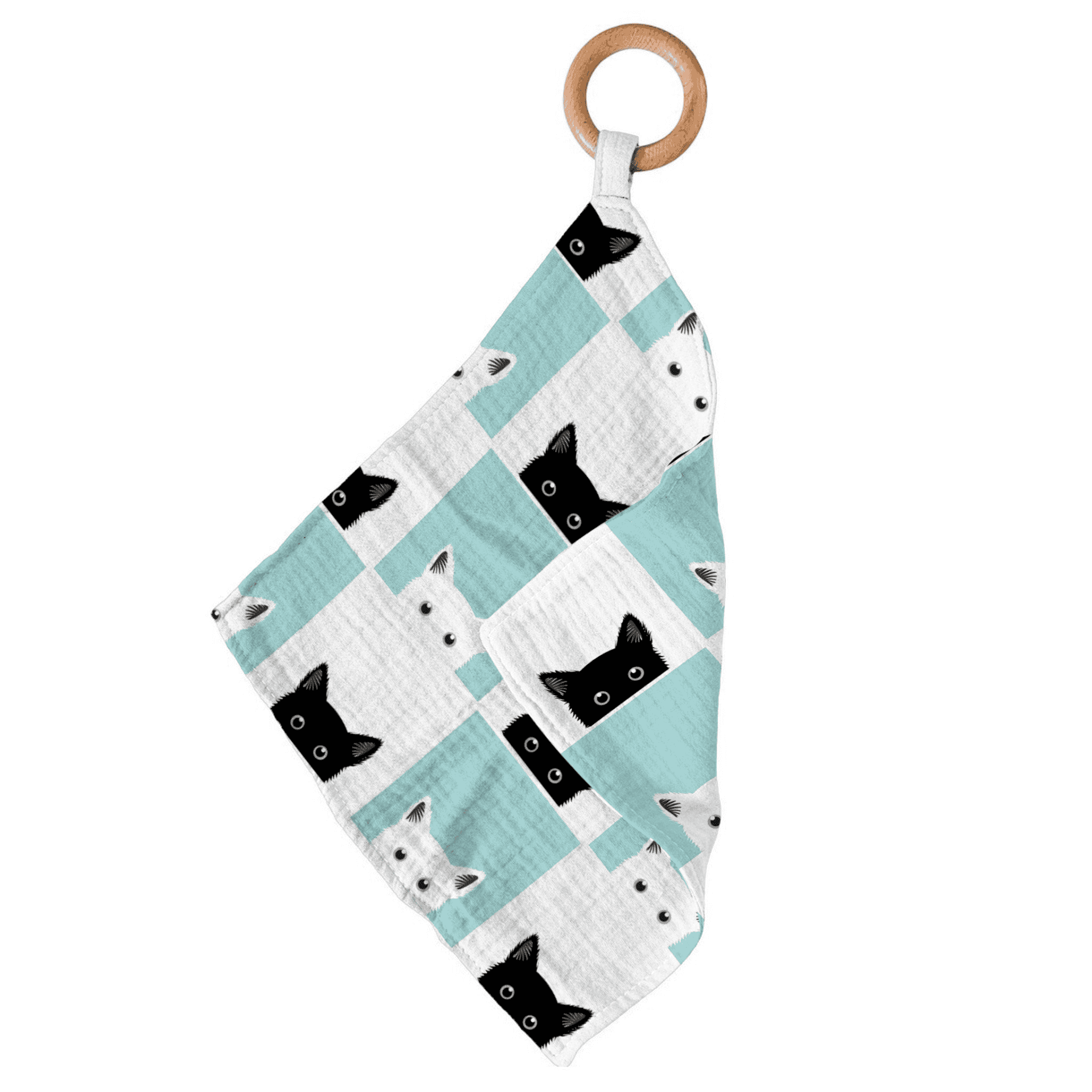 Peek-A-Boo Cats Bamboo Blankie Teether