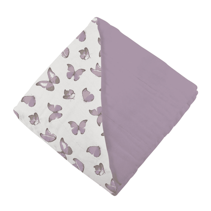 Winsome Butterflies and Orchid Lavender Cotton Newcastle Blanket