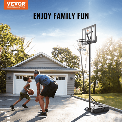 VEVOR Adjustable Basketball Hoop 4-10 ft | Portable 44-Inch Backboard System for Kids & Adults | Indoor/Outdoor Basketball Set with Wheels & Fillable Base