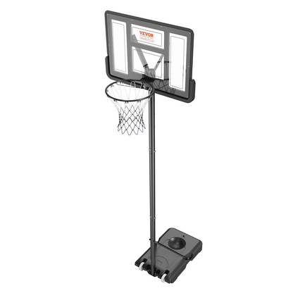 VEVOR Adjustable Basketball Hoop 4-10 ft | Portable 44-Inch Backboard System for Kids & Adults | Indoor/Outdoor Basketball Set with Wheels & Fillable Base