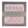 Pink Deer and Primrose Pink Plaid Cotton Muslin Newcastle Blanket