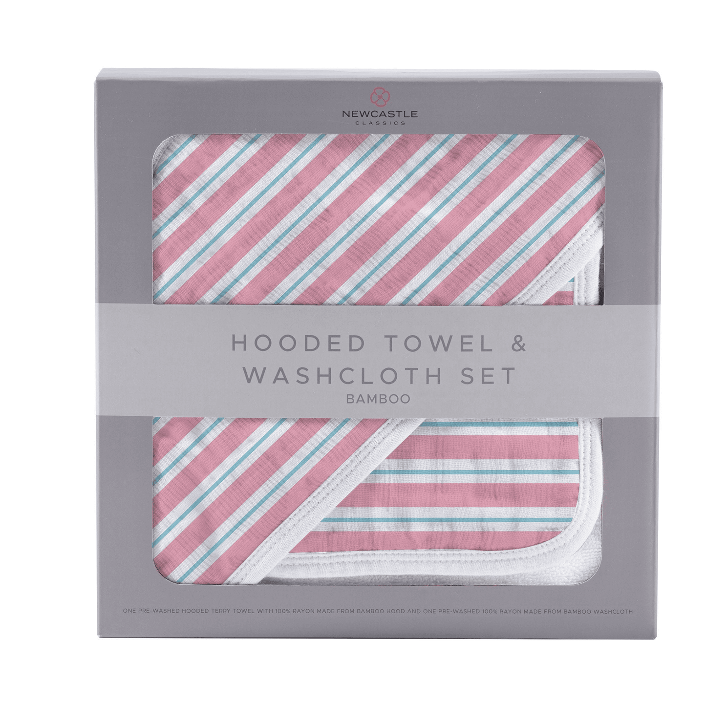 Candy Stripe Bamboo Hooded Towel and Washcloth Set