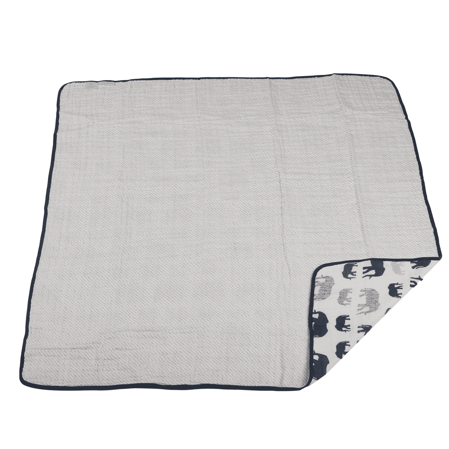 Blue Elephant and Spotted Wave Cotton Muslin Newcastle Blanket