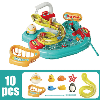 Toy Fishing at the Pool & wash the dishes! with lights and sounds for chidren multivariant