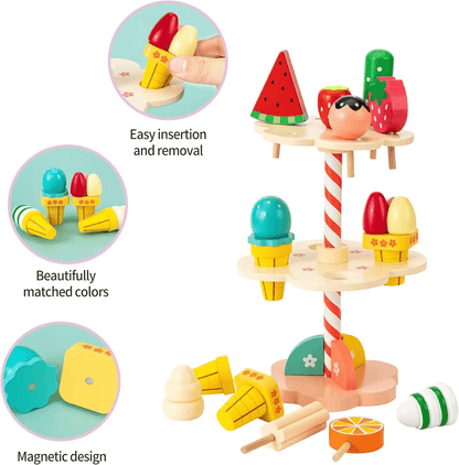 Montessori Wooden Ice Cream shop Playset for children multivariant