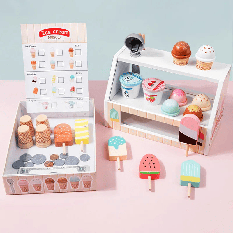 Montessori Wooden Ice Cream shop Playset for children multivariant